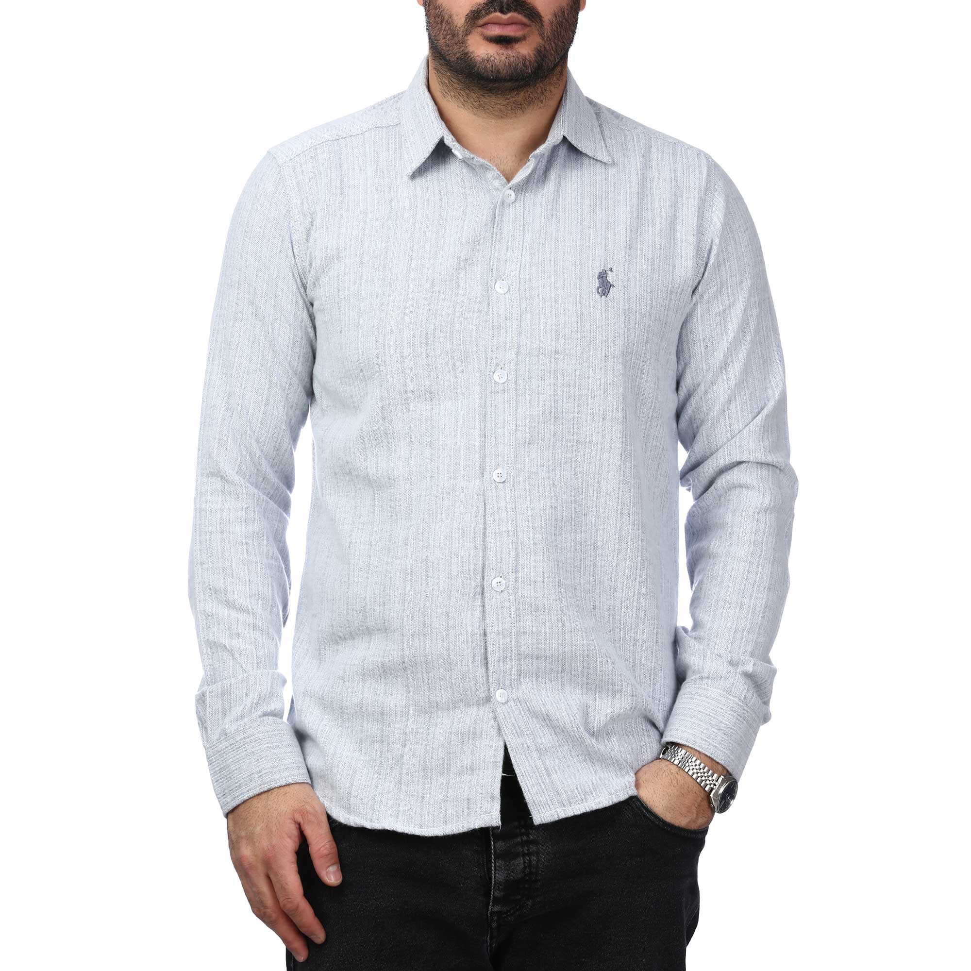 پیراهن آستین بلند راه راه مردانه مدل 6102073