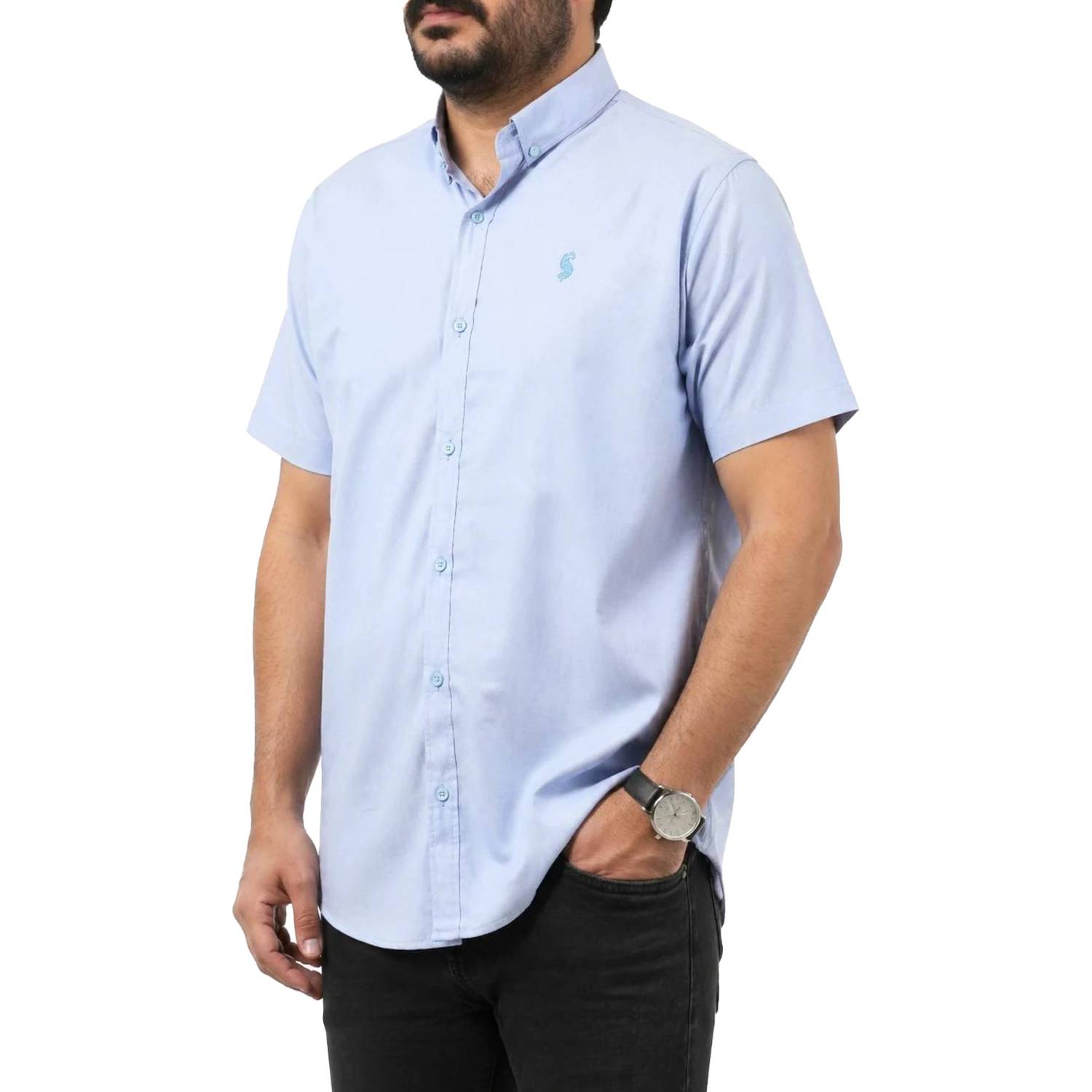 پیراهن آستین کوتاه ساده مردانه مدل 6112956