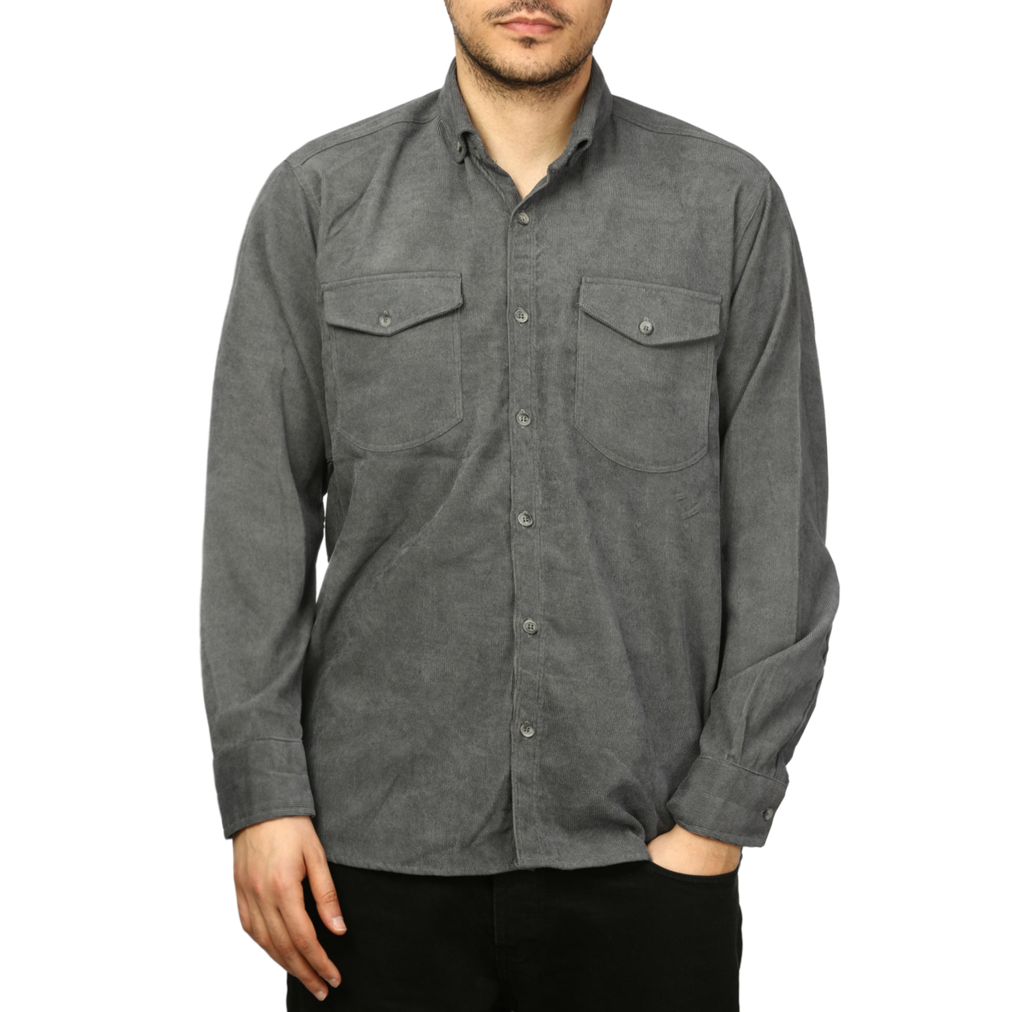 پیراهن آستین بلند مخمل کبریتی مردانه مدل 6209915