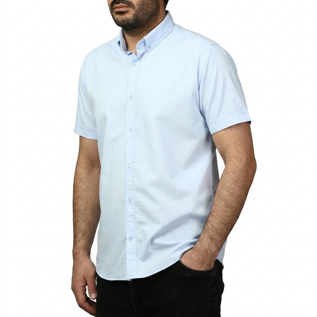 پیراهن آستین کوتاه لینن مردانه مدل 6215962