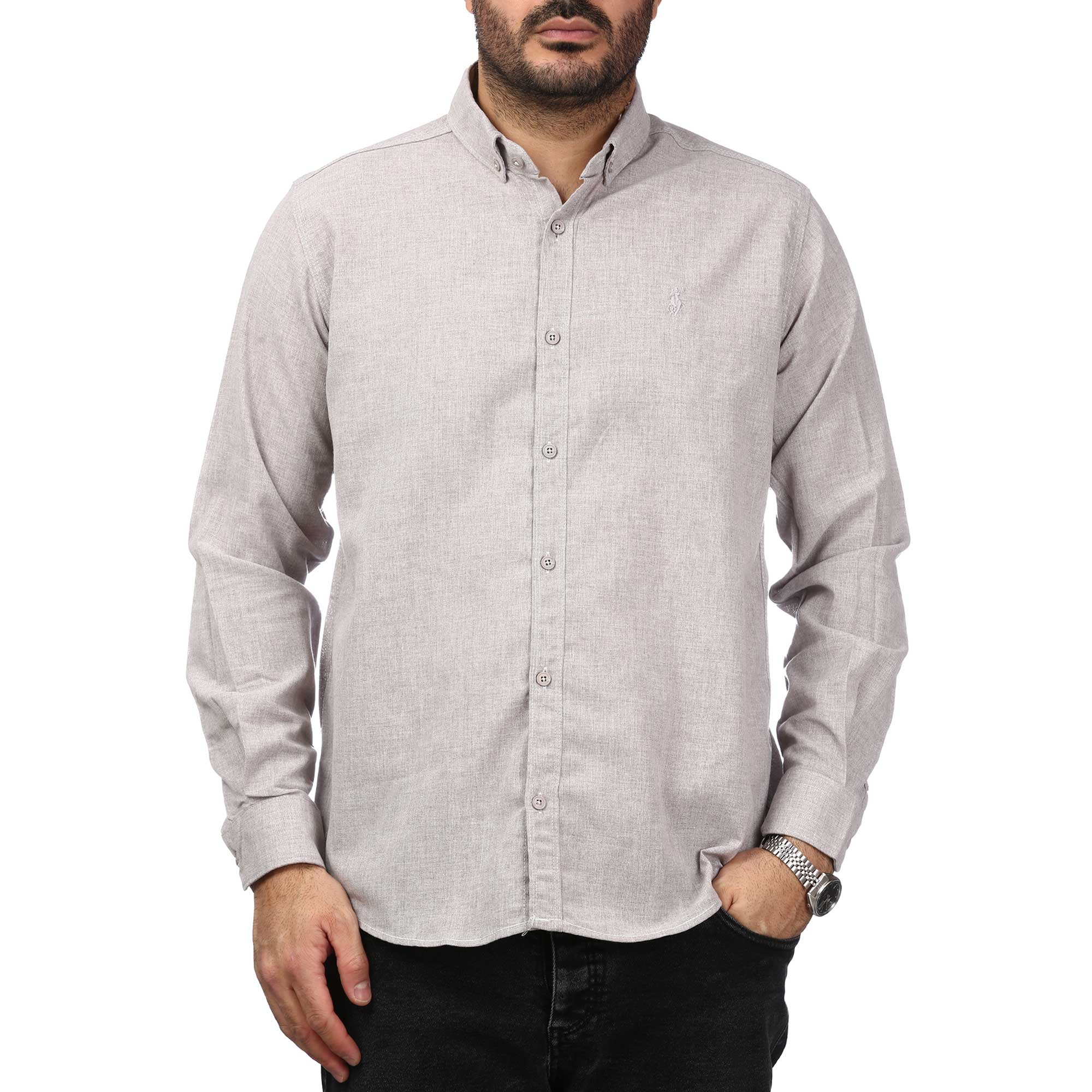 پیراهن آستین بلند لینن مردانه مدل 610592