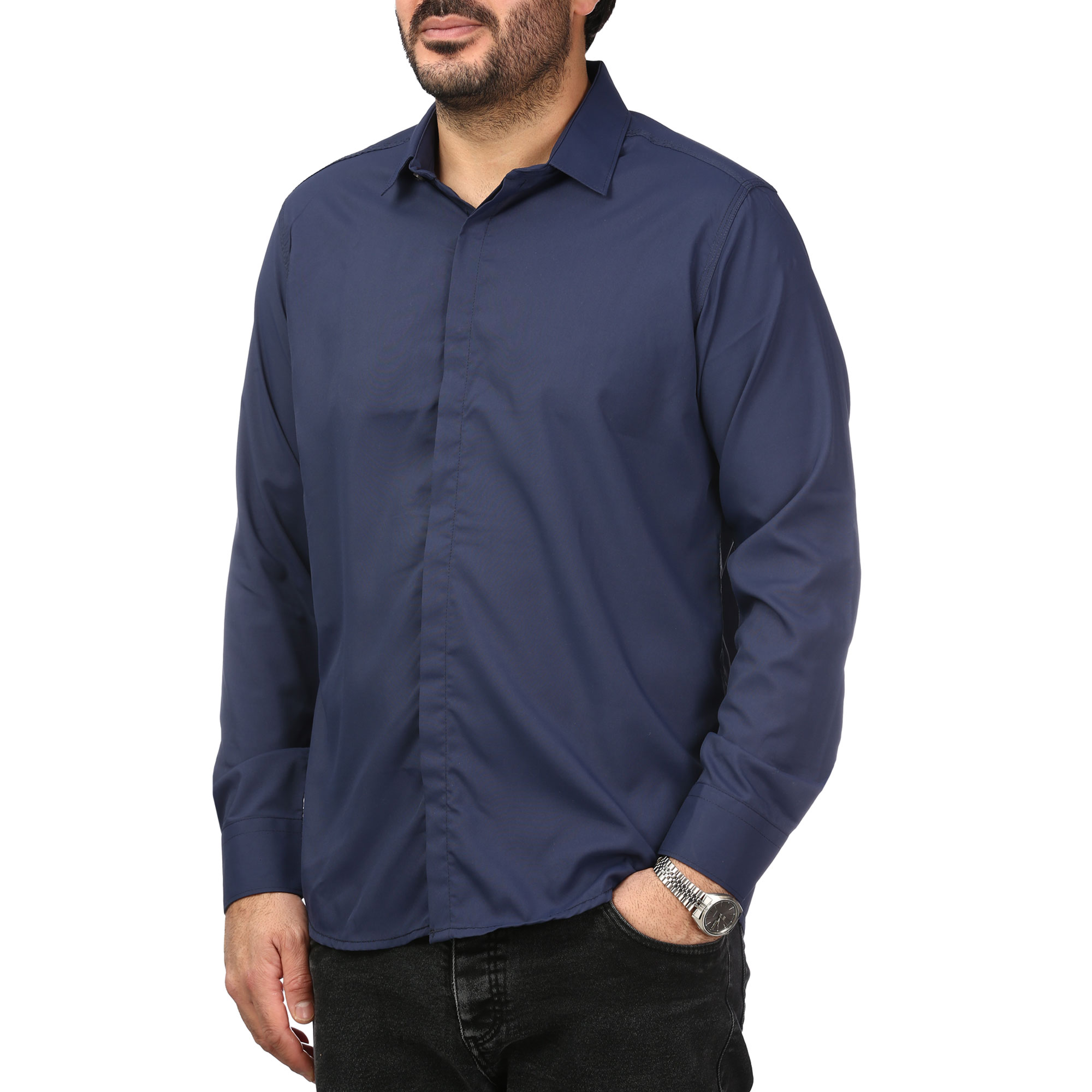 پیراهن آستین بلند ساده مردانه مدل 6102393