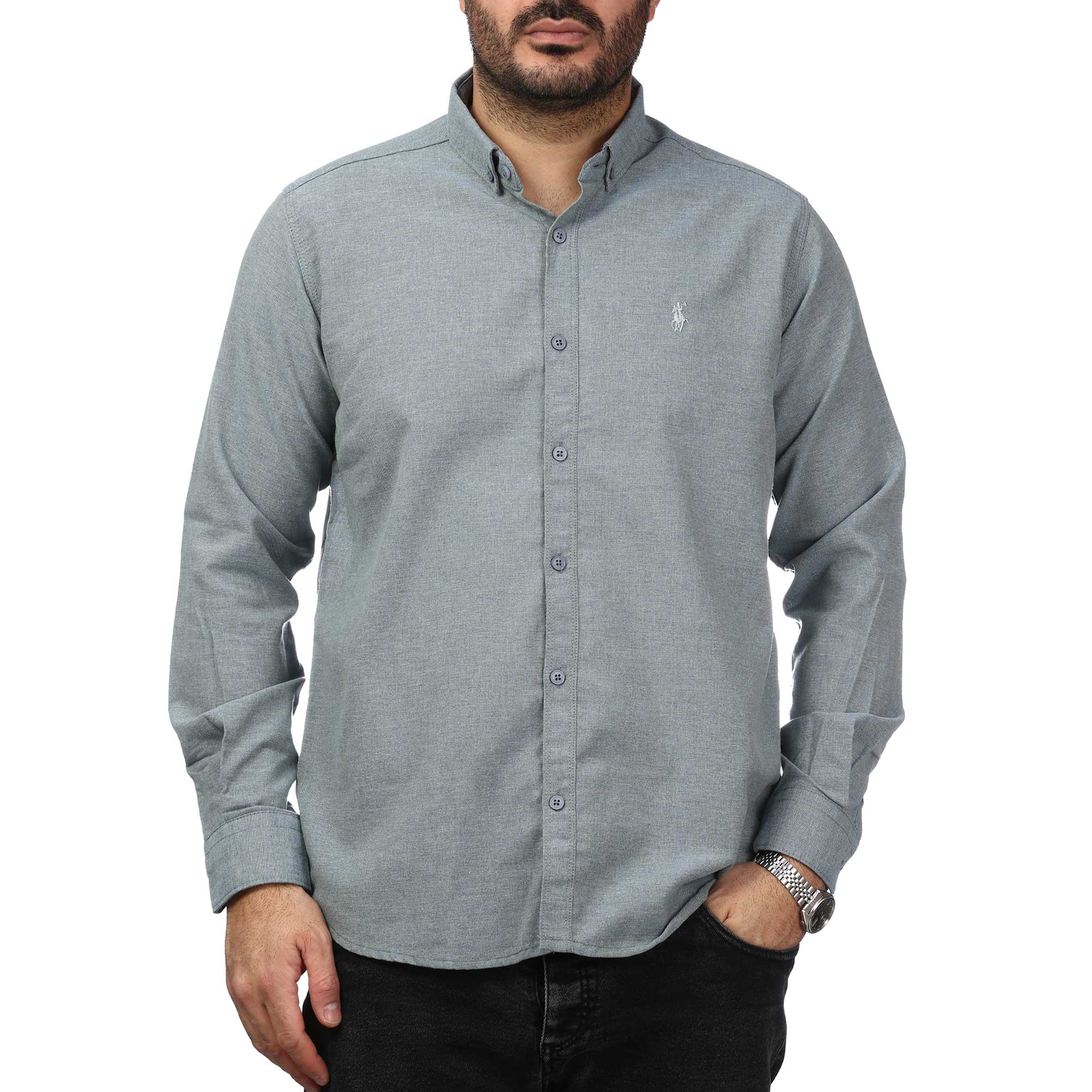 پیراهن آستین بلند لینن مردانه مدل 610595