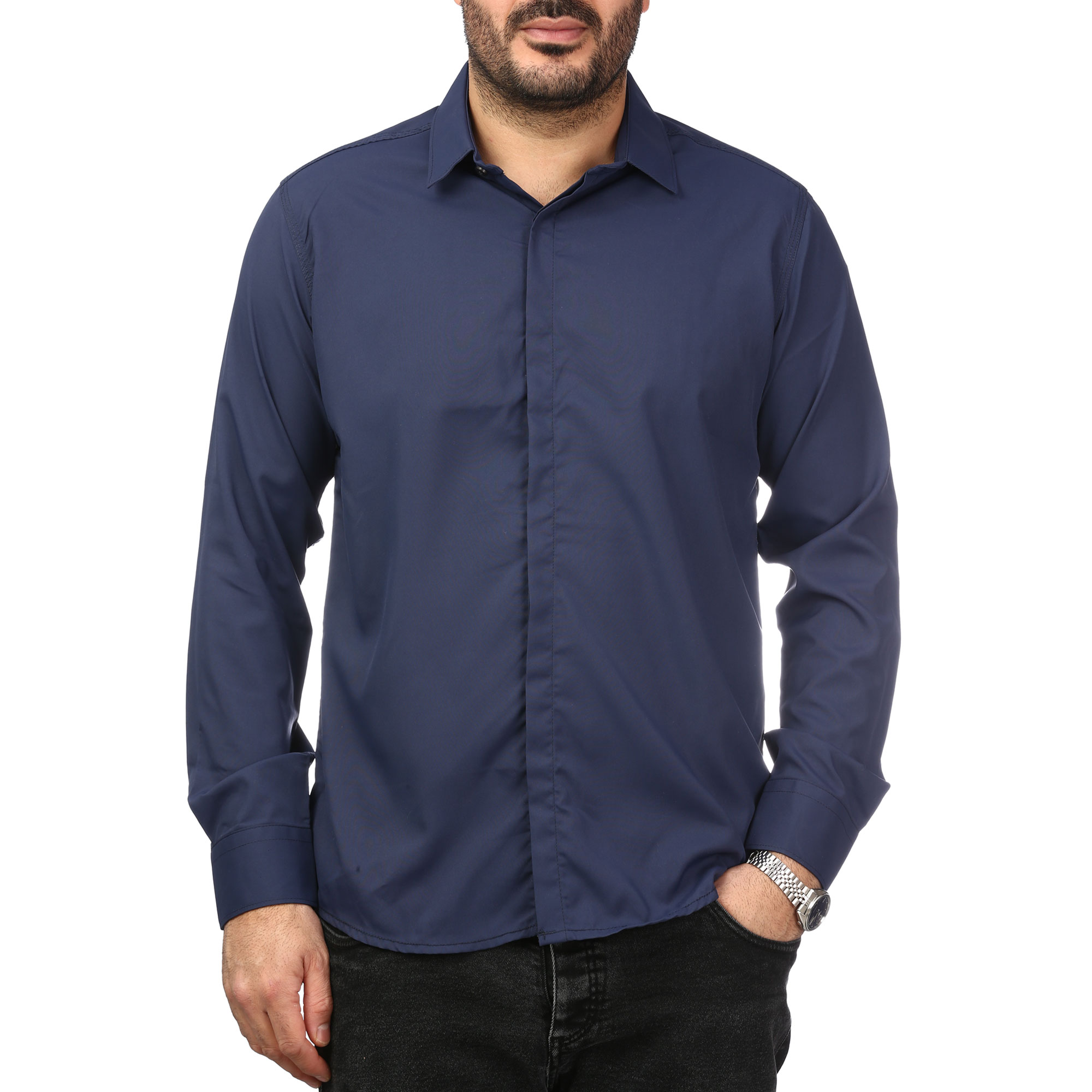 پیراهن آستین بلند ساده مردانه مدل 6102393