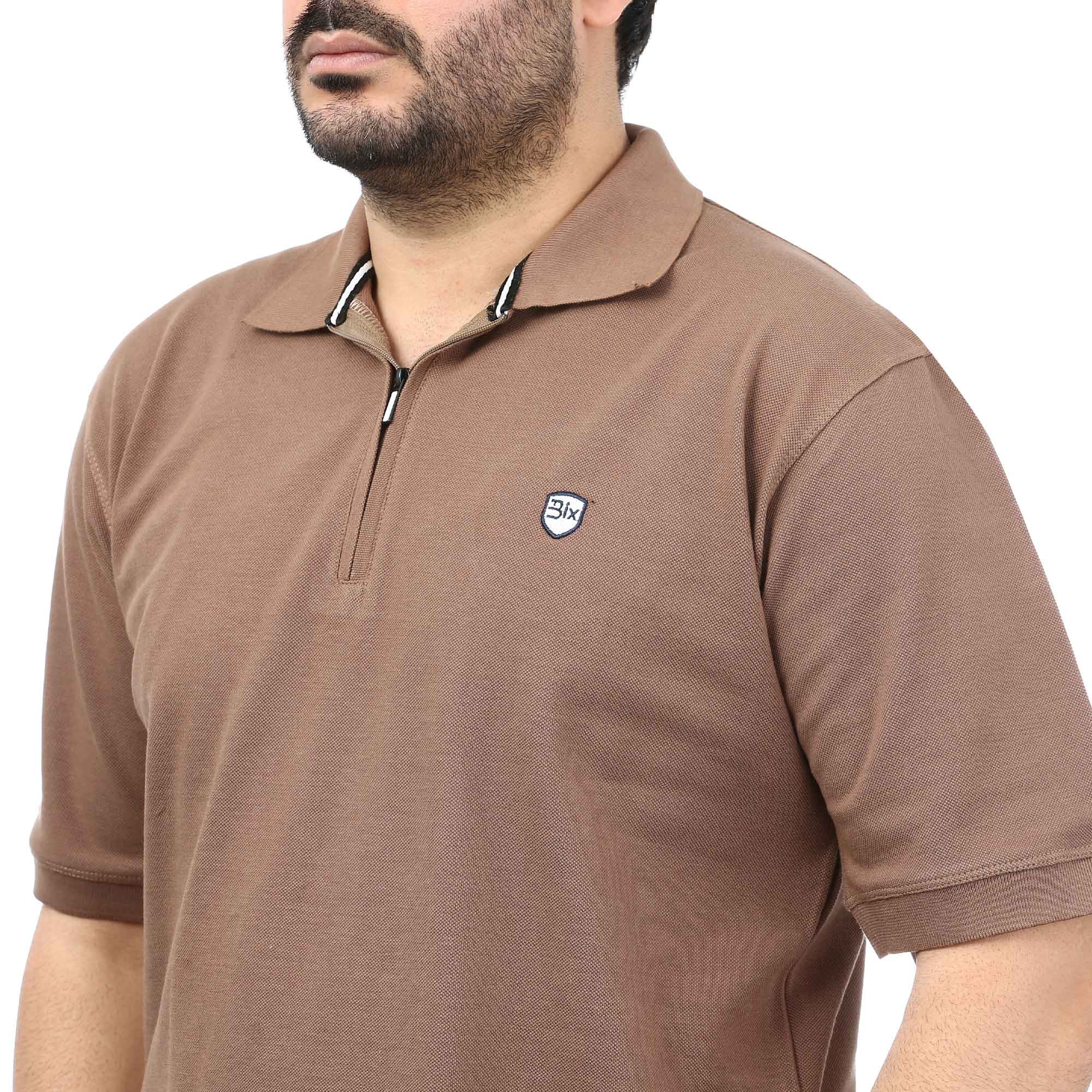 پولوشرت آستین کوتاه نیم زیپ مردانه مدل 651342