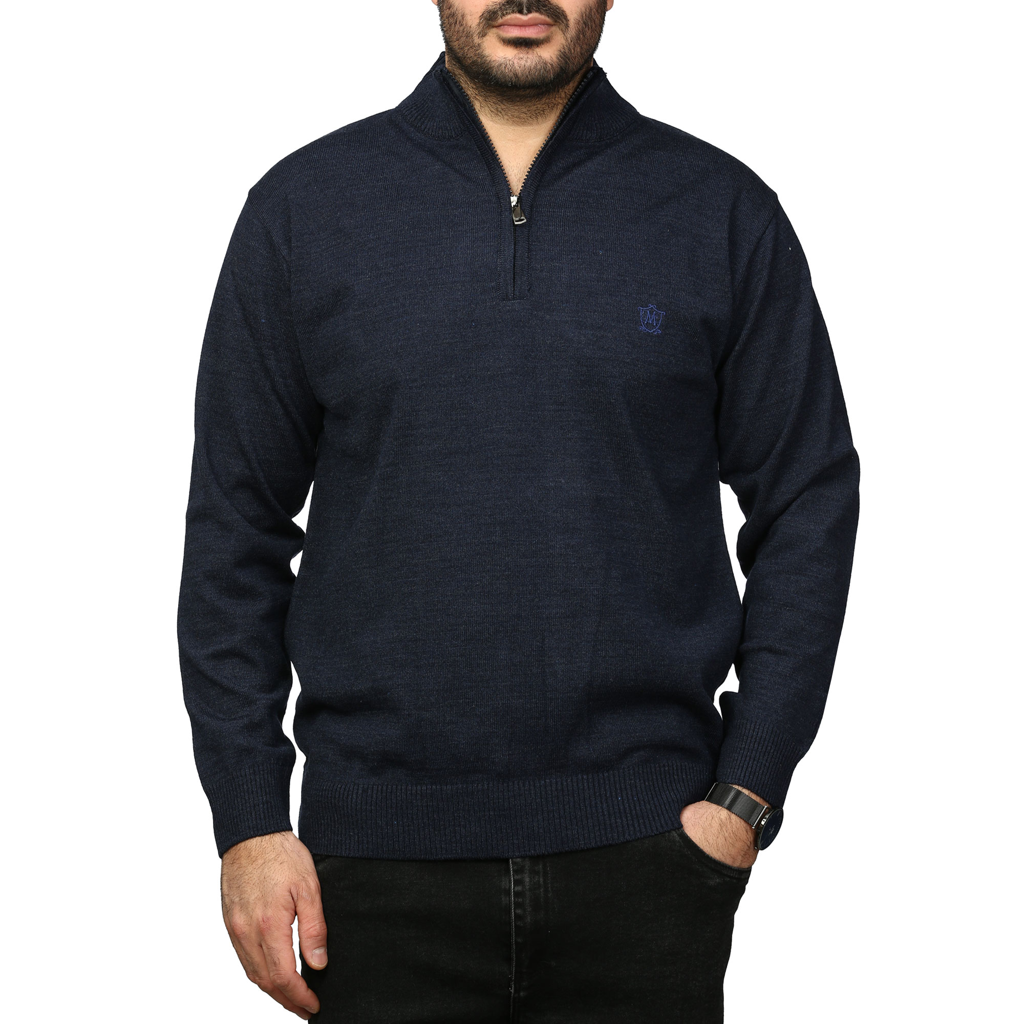 پلیور بافت یقه نیم زیپ ماراتن مدل 1719854