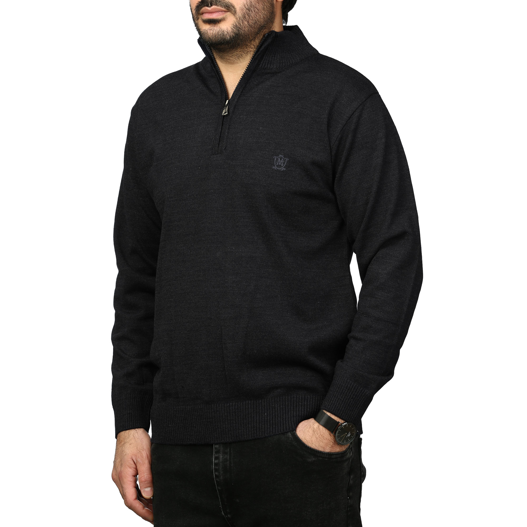 پلیور بافت یقه نیم زیپ ماراتن مدل 1719858