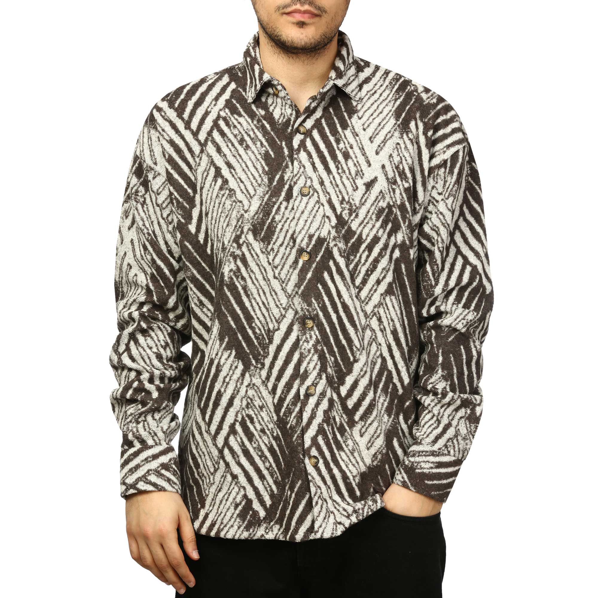 پیراهن آستین بلند طرح دار مردانه مدل 610316