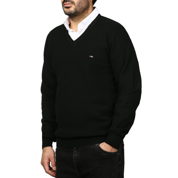 پلیور بافت یقه هفت فندوقی مردانه مدل 669856