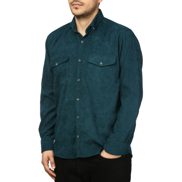 پیراهن آستین بلند مخمل کبریتی مردانه مدل 6209917