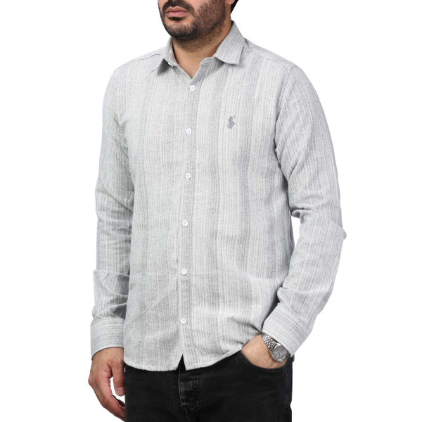 پیراهن آستین بلند راه راه مردانه مدل 6102071