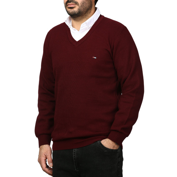 پلیور بافت یقه هفت فندوقی مردانه مدل 669858