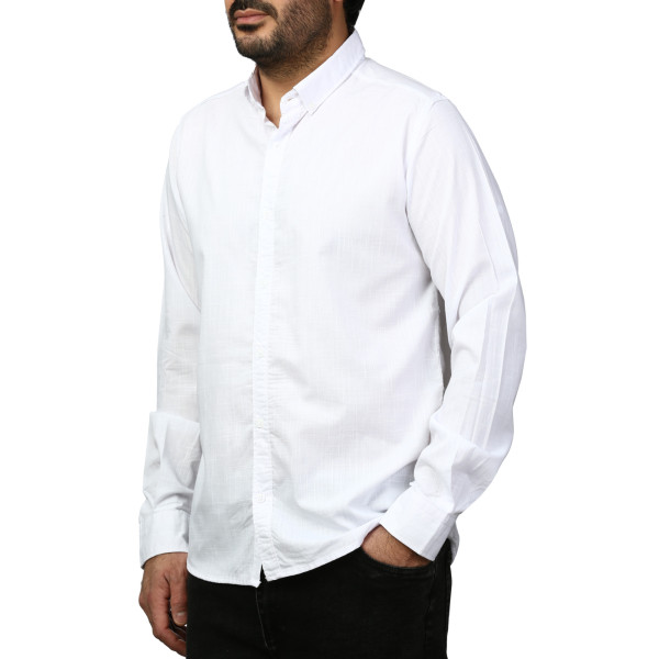 پیراهن آستین بلند لینن مردانه مدل 610599