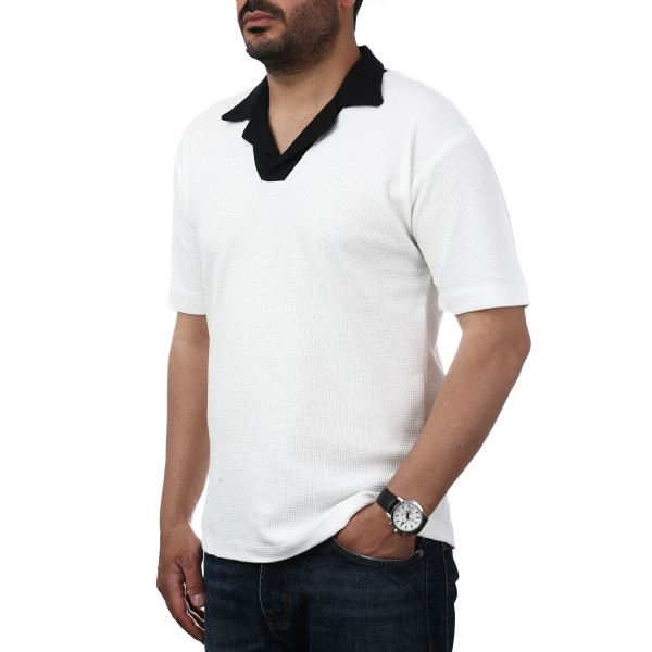 پولوشرت آستین کوتاه  یقه شکاری مردانه سیزر مدل 15611246