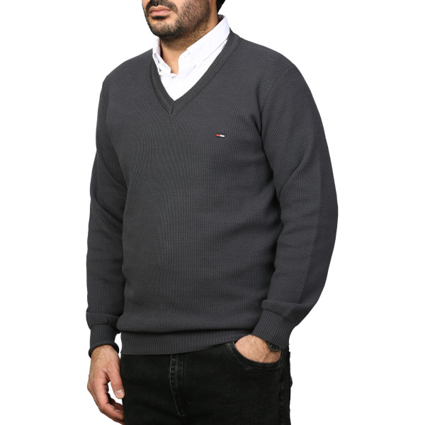 پلیور بافت یقه هفت فندوقی مردانه مدل 6698511