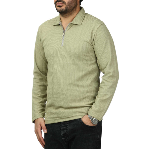 پولوشرت آستین بلند نیم زیپ مردانه سیزر مدل 1550455