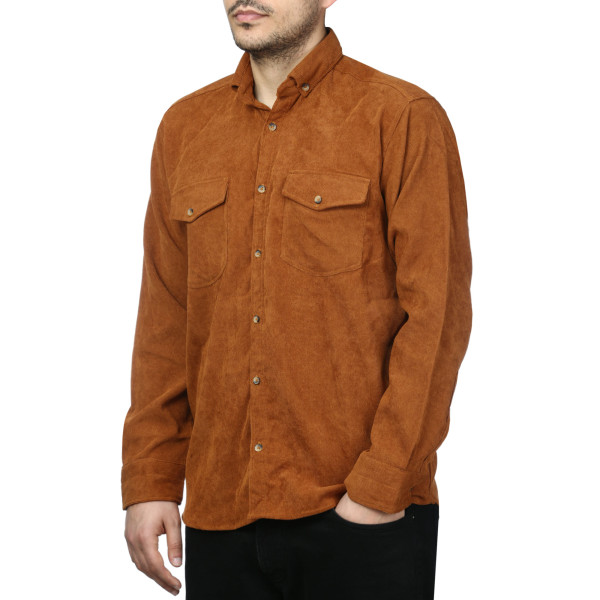 پیراهن آستین بلند مخمل کبریتی مردانه مدل 6209913