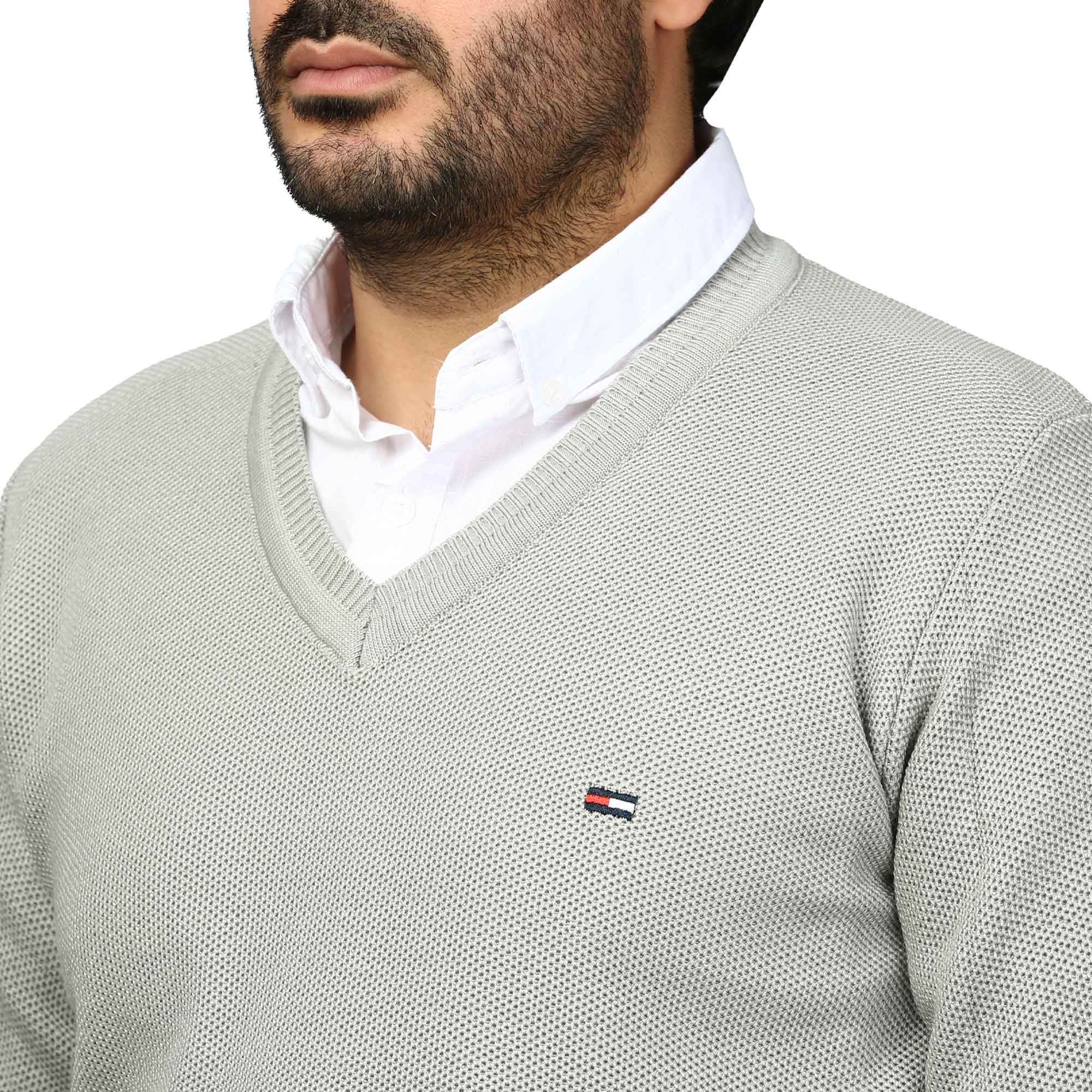 پلیور بافت یقه هفت فندوقی مردانه مدل 6698512