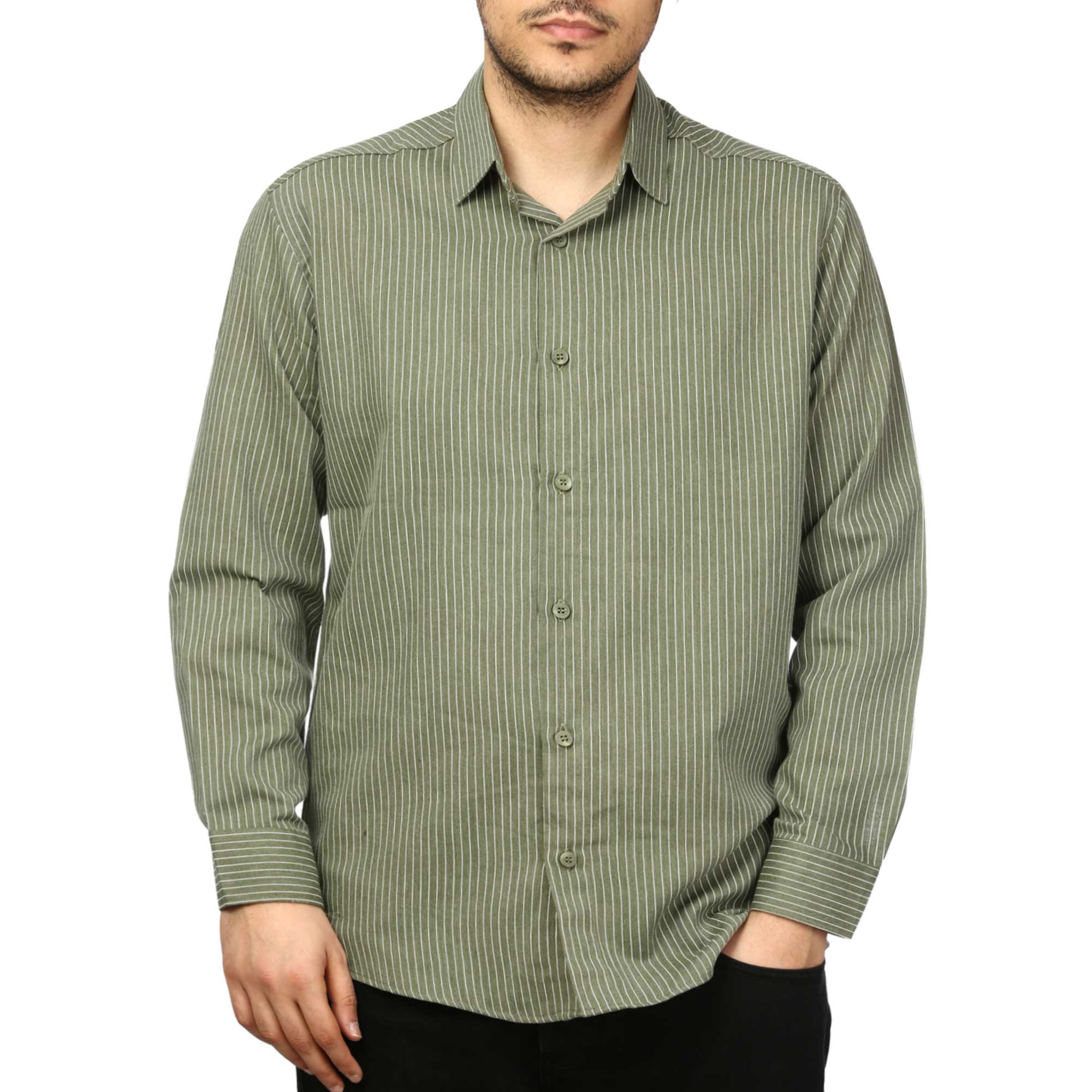 پیراهن آستین بلند راه راه مردانه مدل 620602