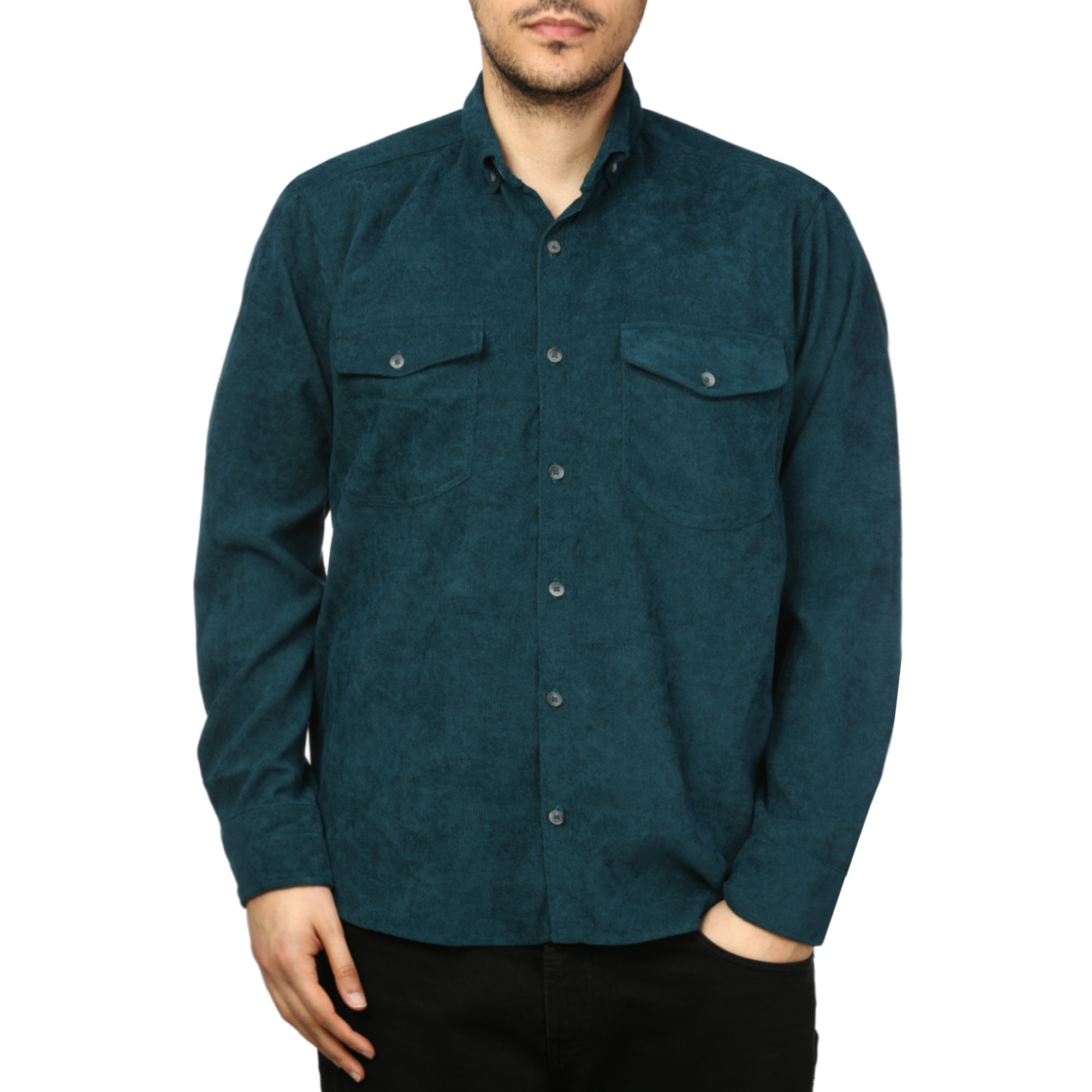 پیراهن آستین بلند مخمل کبریتی مردانه مدل 6209917