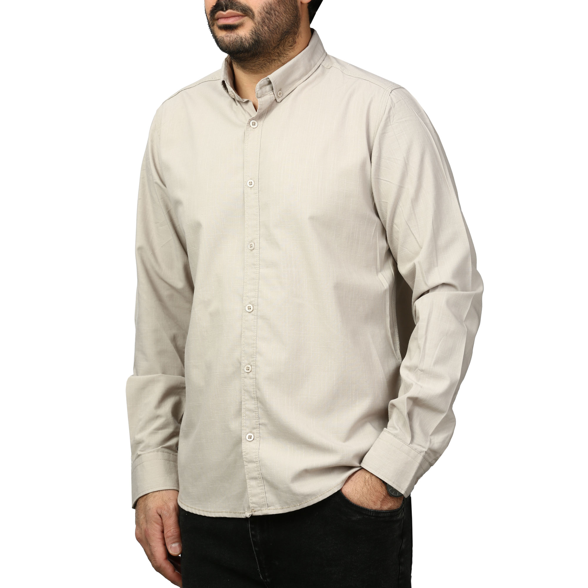 پیراهن آستین بلند لینن مردانه مدل 6105913