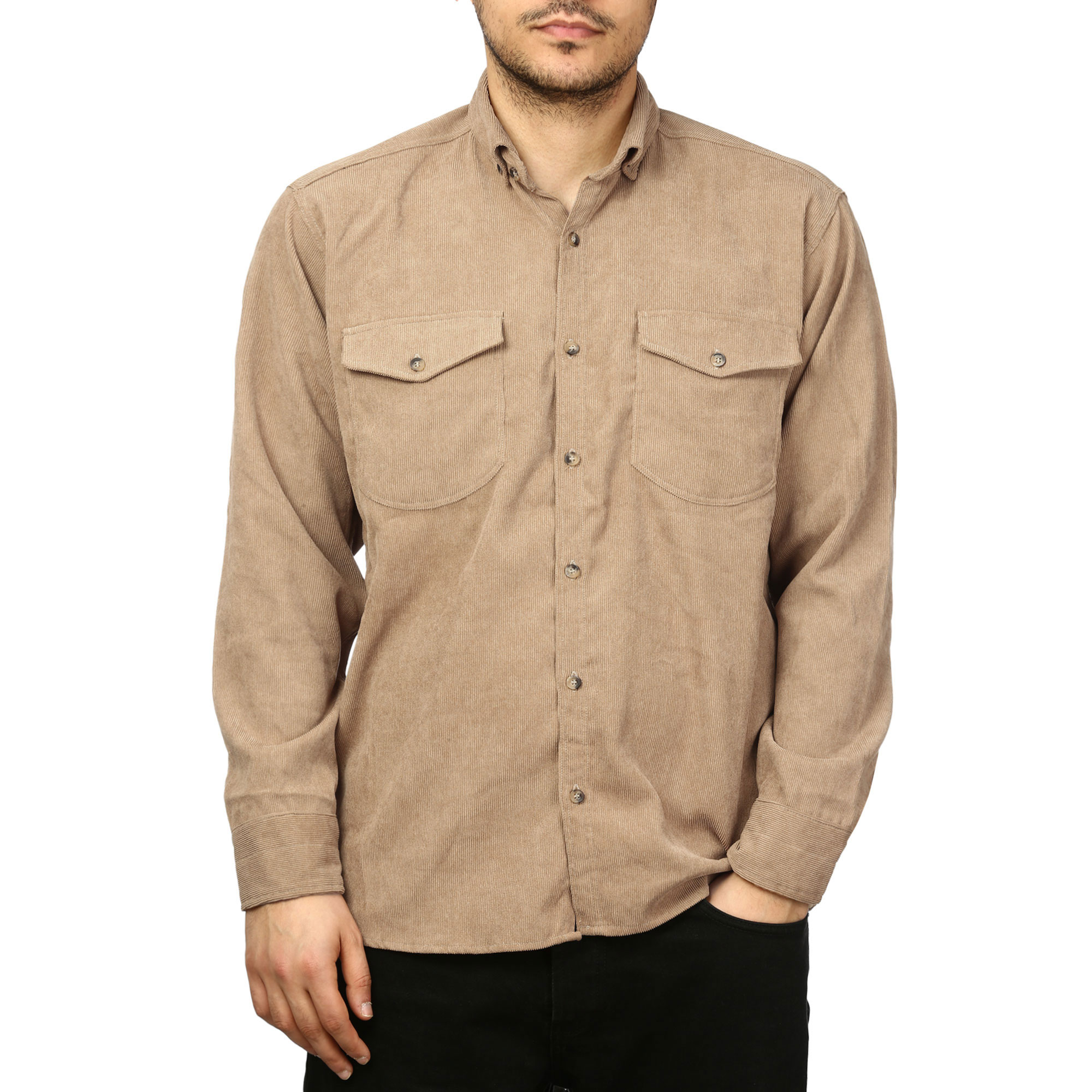 پیراهن آستین بلند مخمل کبریتی مردانه مدل 6209916