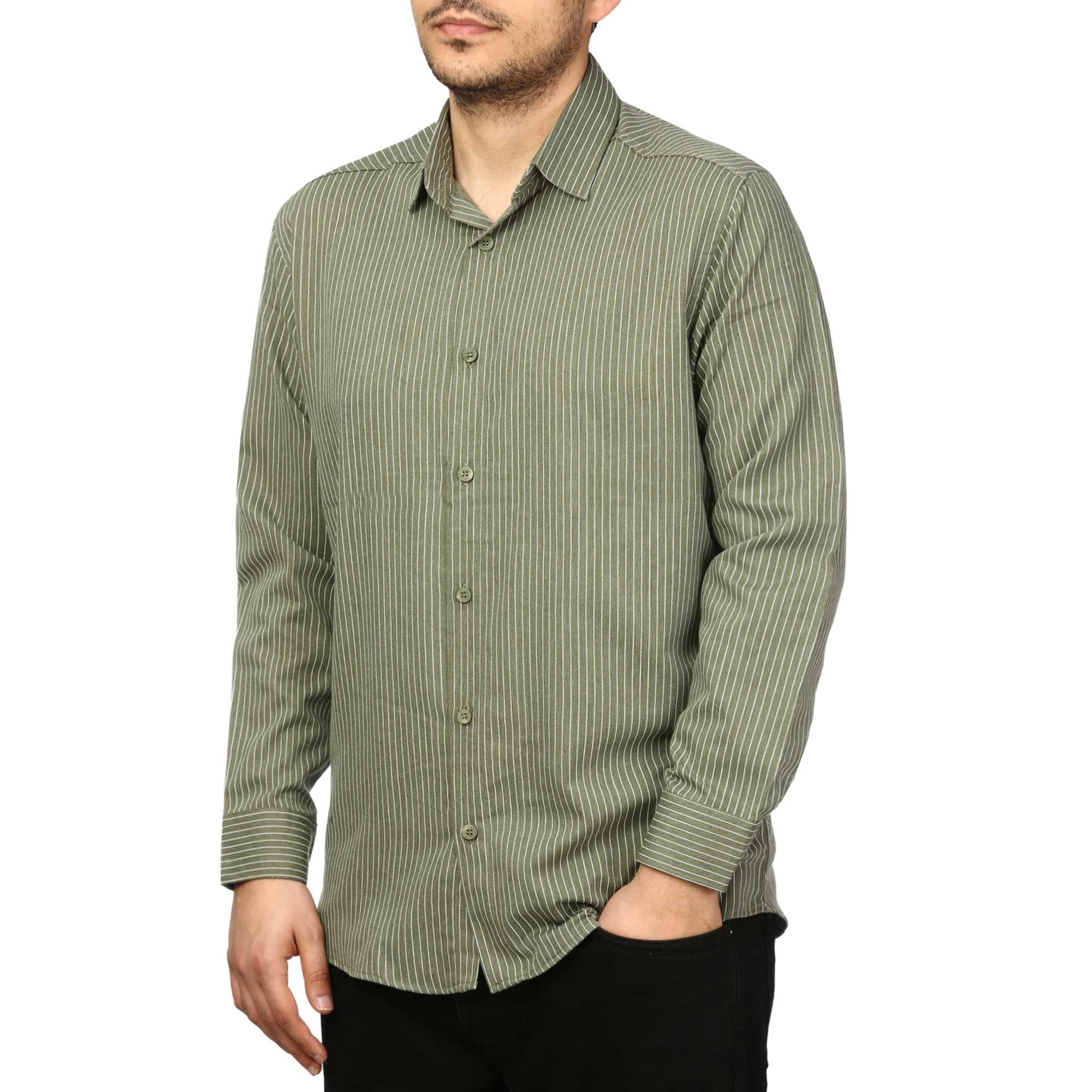 پیراهن آستین بلند راه راه مردانه مدل 620602