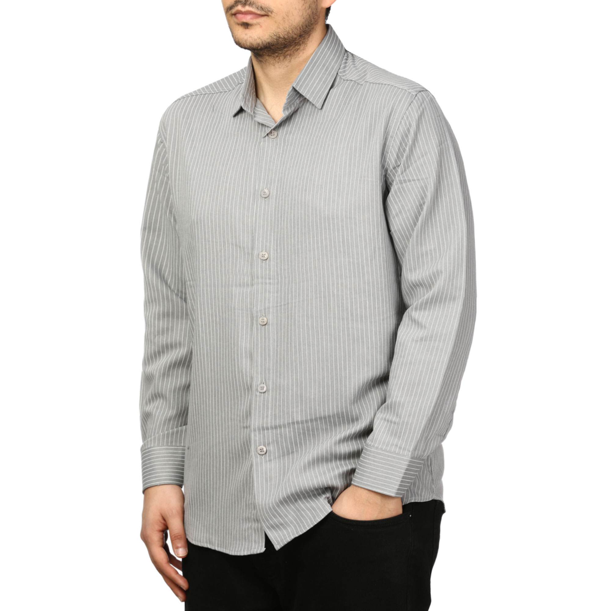 پیراهن آستین بلند راه راه مردانه مدل 620603